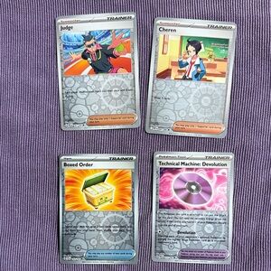 4 Pokemon Trainer Card Set - Reverse Holo